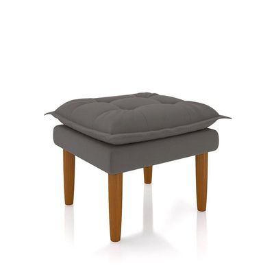 Poltrona Decorativa Amamentação Reforçada E Puff Luly Suede cinza