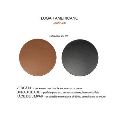 Jogo Americano Mini Redondo Marrom Preto Dupla Face Cafeteria 4un