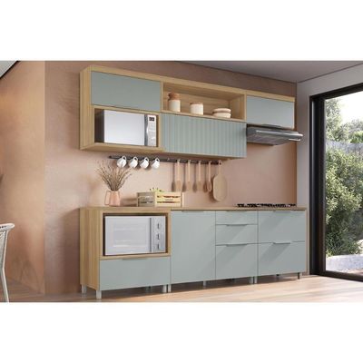 Cozinha Completa Marquesa 6 Peças ( 3 Aéreos + 3 Balcões) C6p42 Nature-verde - Nesher