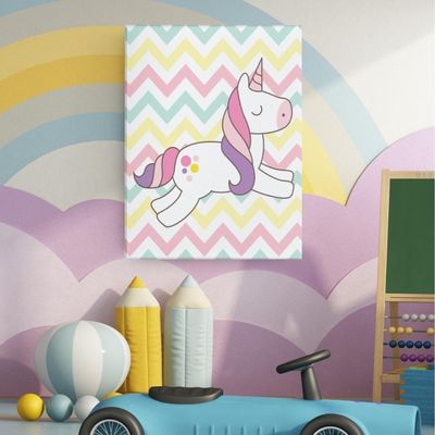 Quadro Decorativo Infantil - Pônei Mágico Com Arco-íris