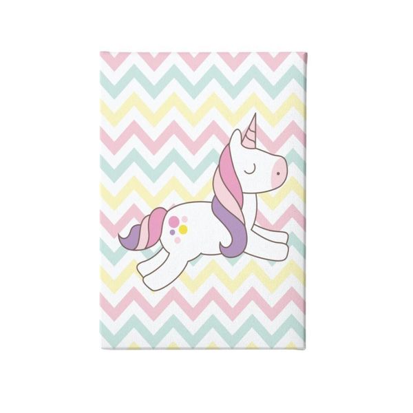 Quadro Decorativo Infantil - Pônei Mágico Com Arco-íris