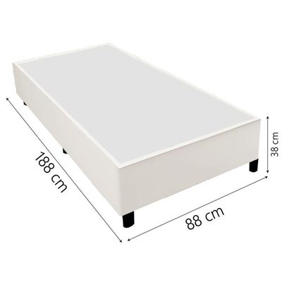 Cama Box Solteiro 0,88m Com 38cm De Altura Prince Branco Branco