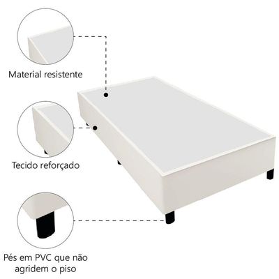 Cama Box Solteiro 0,88m Com 38cm De Altura Prince Branco Branco