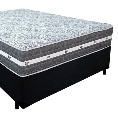 Cama Box Casal Suede + Colchão Anjos Black Graphite Molas Ensacadas 138x188x64cm Preto