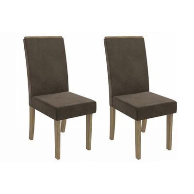 Cadeira Sala De Jantar 2cad142ng Kit 2 Un Nogueira-veludo Marrom A033 - Kappesberg