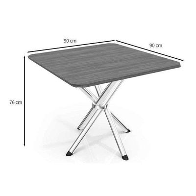 Sala De Jantar Completa Volga Com Tampo De Madeira 90cm + 4 Cadeiras Portugal Cromada-nude 16 - Kappesberg