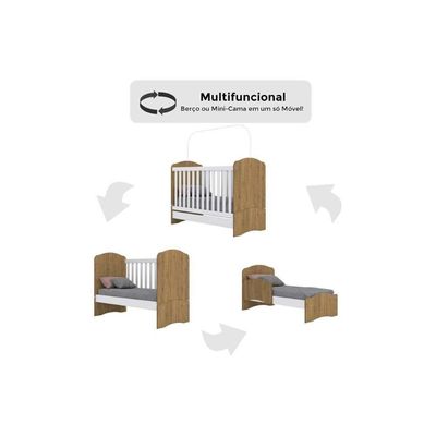 Quarto Infantil Completo Bala De Menta 2 Peças (1 Guarda Roupa + 1 Berço) Qi94 Branco - Henn
