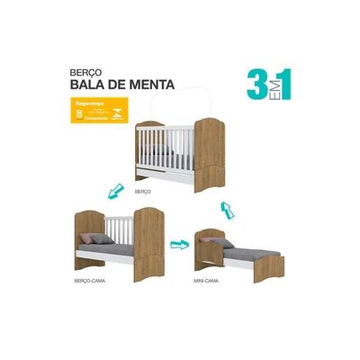 Quarto Infantil Completo Bala De Menta 2 Peças (1 Guarda Roupa + 1 Berço) Qi94 Branco - Henn