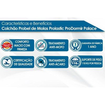Colchão Solteiro Molas Prolastic Palace Euro Pillow (88x188x24) - Probel