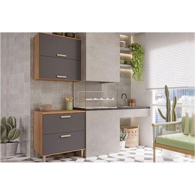 Cozinha Bella 2 Peças (1 Armário + 1 Balcão) 80cm Freijo-titanium Mgm
