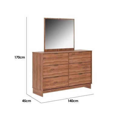 Cômoda De Quarto 1160 com 6 Gavetas com Espelho Noce - Carraro