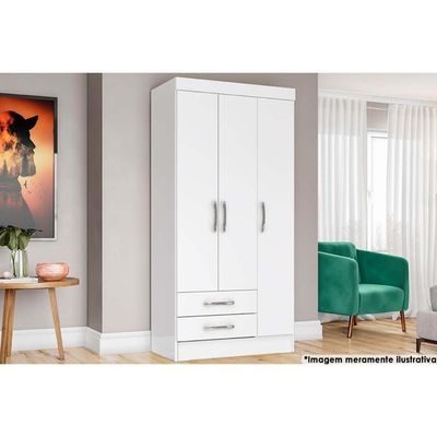 Guarda Roupa 3 Portas E 2 Gavetas Briz Be16 Branco - Henn