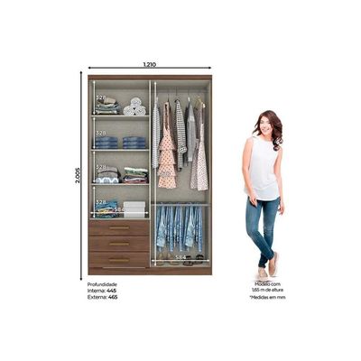 Guarda Roupa Solteiro 4 Portas E 3 Gavetas C- Espelho Caju Da135 Branco