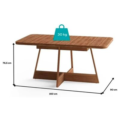 Mesa Para Cozinha átria Retangular 1592 Aço C-tampo Madeirado 160x90cm Nogal-preto-preto - Carraro