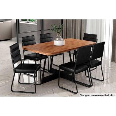 Mesa Para Cozinha átria Retangular 1592 Aço C-tampo Madeirado 160x90cm Nogal-preto-preto - Carraro