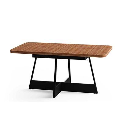 Mesa Para Cozinha átria Retangular 1592 Aço C-tampo Madeirado 160x90cm Nogal-preto-preto - Carraro