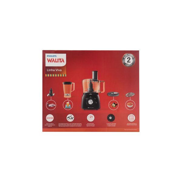Multiprocessador Philips Walita Viva Collection Preto 600W - 110V Multiprocessador Philips Walita Viva Collection Preto 600W - 110V