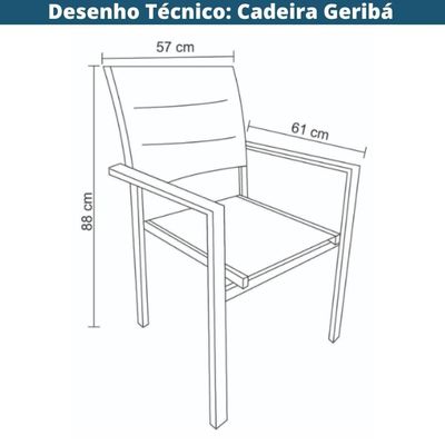 Kit 2 Cadeiras Com Braço Empilhável Área Externa Geribá Rivatti Alumínio E Tela Mesh Estofada Grafite