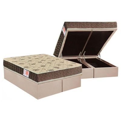 Conjunto Box Baú Queen Colchão Espuma Orthoflex D33 Comfortpedic Line + Base Crc Suede Clean (158x198)