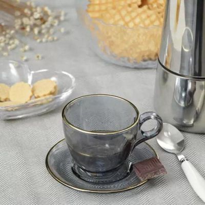Conjunto De Xícaras Para Chá Com Pires Em Cristal Menfis Com 8 Peças 170ml Haüskraft Onix