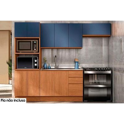 Cozinha Completa Ciela 4 Peças (2aéreo+1balcão+1paneleiro) C4p77 Canela-azul Profundo - Kappesberg