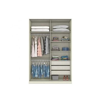 Modulado De Quarto Guarda Roupa C- 2 Portas De Correr E 3 Gavetas Mc10 Seletto Areia-jequitibá