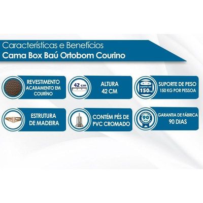 Cama Box Base Solteiro- 0,69x1,88x0,30 Universal Courano White (solteiro- 0,69x1,88x0,30) - Ortobom
