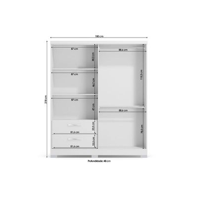 Guarda Roupa 2 Peças 1 Guarda Roupa + 1 Cômoda QC105 Branco QC12 Kappesberg