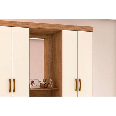 Guarda Roupa 4 Portas E 3 Gavetas C/ Espelho Briz B24 Branco/rosa - Henn