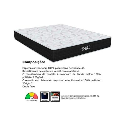 Conjunto Box Queen: Colchão Espuma Orthoflex D45 Bari + Base Crc Suede Black(158x198)