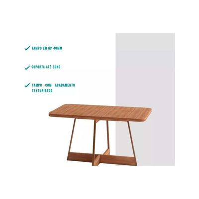 Mesa Para Cozinha átria Retangular 1592 Aço C-tampo Madeirado 160x90cm Nogal-freijo Rose - Carraro