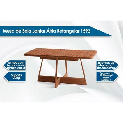 Mesa Para Cozinha átria Retangular 1592 Aço C-tampo Madeirado 160x90cm Nogal-freijo Rose - Carraro
