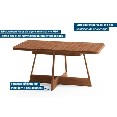 Mesa Para Cozinha átria Retangular 1592 Aço C-tampo Madeirado 160x90cm Nogal-freijo Rose - Carraro