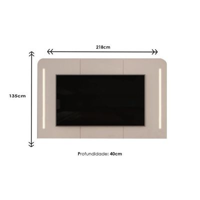 Painel Home P-tv Até 75 Polegadas Atlas 100% Mdf C- Led 218x135cm Off White - Dj Móveis