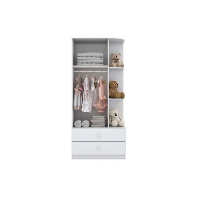 Quarto Infantil Completo Labirinto 2 Peças (1 Guarda Roupa + 1 Cômoda) Qi96 Rústico/branco - Henn