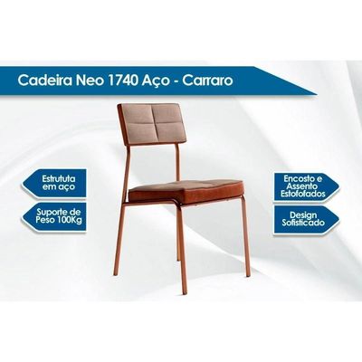 Sala De Jantar Completa átria 1594 Aço C- Tampo Madeirado 100cm E 4 Cadeiras Neo Rose-freijó-nogal - Rose-areia - Caramelo - Carraro