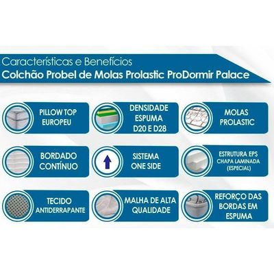 Colchão Casal Molas Prolastic Palace Euro Pillow (138x188x24) - Probel