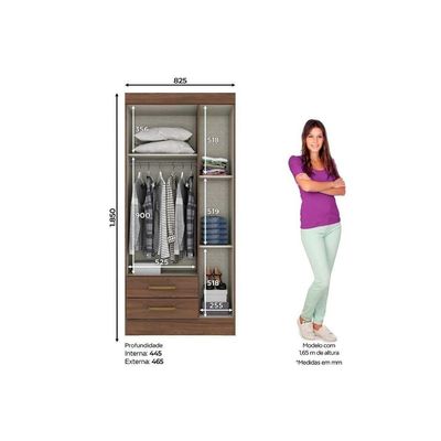 Guarda Roupa Solteiro 3 Portas E 2 Gavetas Briz Be16 Branco