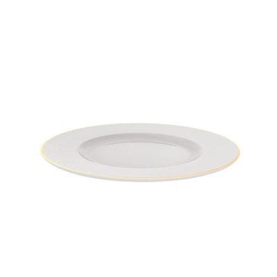 Prato Raso Filetado Tramontina Elisa Em Porcelana Com Borda Dourada 28 Cm Tramontina