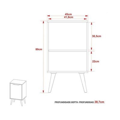 Gabinete De Banheiro Com pés Bn3641 Sem Cuba 1 Porta 45cm Amêndoa - Tecno Mobili