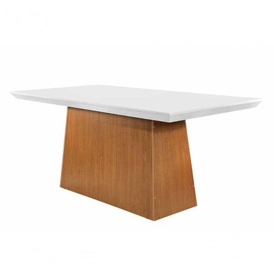Mesa P- Cozinha Luna C- Tampo 180x90cm Flex Madeirado Vidro Canto Curvo - Imbuia-ripado 3d-off White - Rufato