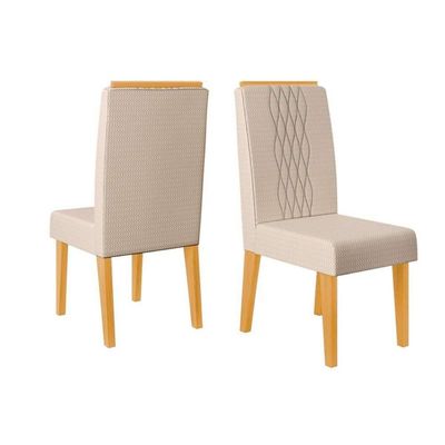 Sala De Jantar Completa Celeste Tampo Madeirado C- Vidro Curvo 120x90cm E 4 Cadeiras Lia Cedro-off White - Suede Kraft - Dj Móveis