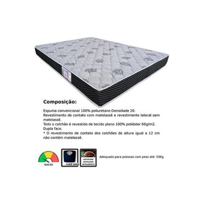 Conjunto Box Viúva: Colchão Espuma Orthoflex D20 Comfortpedic + Base Crc Suede Black(128x188)