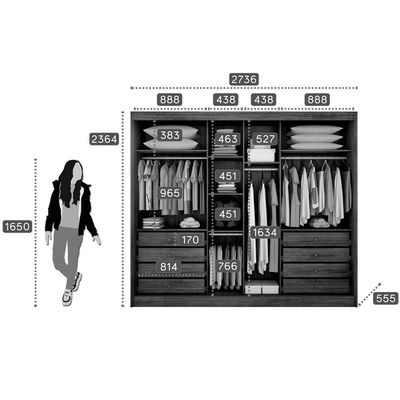 Guarda Roupa 3 Portas De Correr E 8 Gavetas Natus/duna Cumaru/fendi - Novo Horizonte