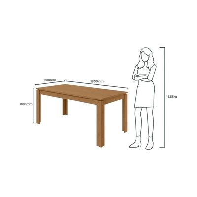 Mesa Para Cozinha Athenas C-tampo Madeirado 180x90cm Amendoa Clean - Lopas