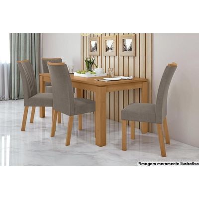 Mesa Para Cozinha Athenas C-tampo Madeirado 180x90cm Amendoa Clean - Lopas