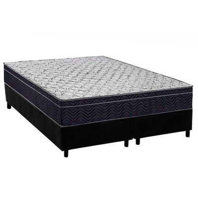 Conjunto Box Queen: Colchão Anatômico Ortobom D45 - Airtech 150 + Base Crc Suede Black(158x198)