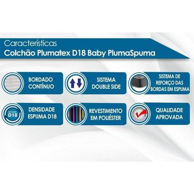 Colchão Do Bebê D18 Baby Plumaspuma Infantil - 70x150x12 - Plumatex