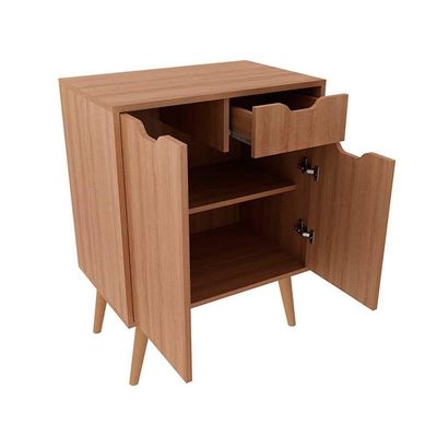 Gabinete De Banheiro Com Pés Bn3637 Sem Cuba 2 Portas E 1 Gaveta60cm Amêndoa - Tecno Mobili