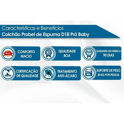 Colchão Infantil D18 Baby Premium (70x130x12) - Probel